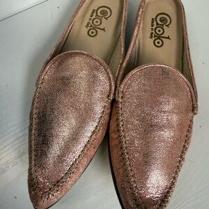 Vero Cuoio Metallic Rose Gold Leather Mules